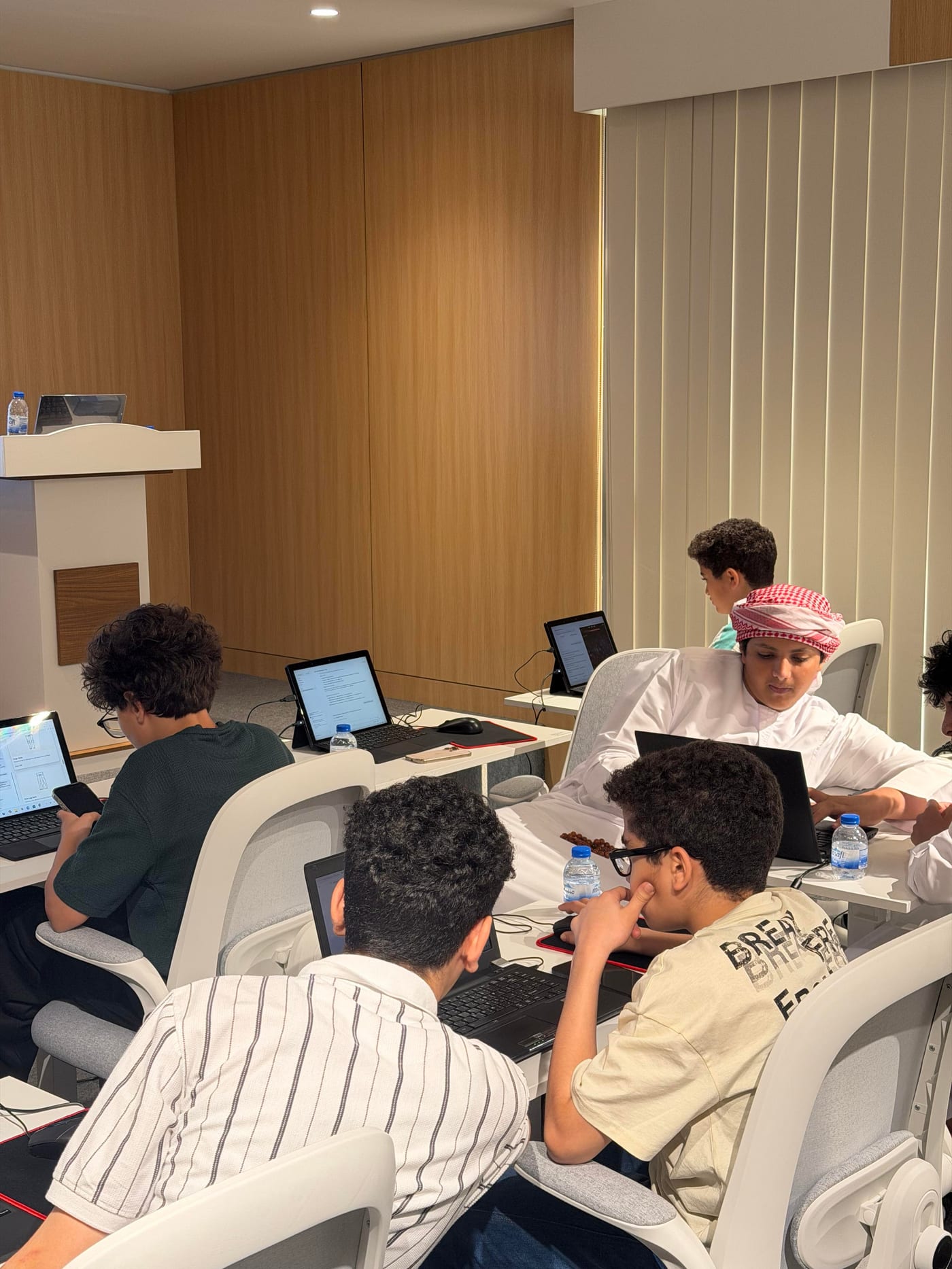 Students working together in a group session on campus